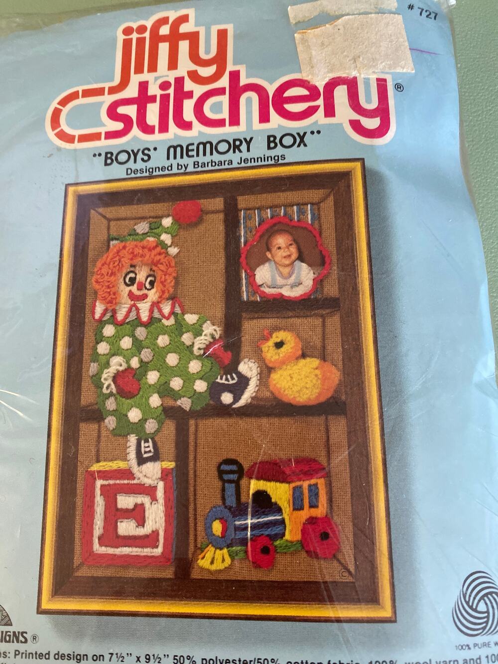 Jiffy Stichery Vintage Crewel Kit "Boys Memory Box"